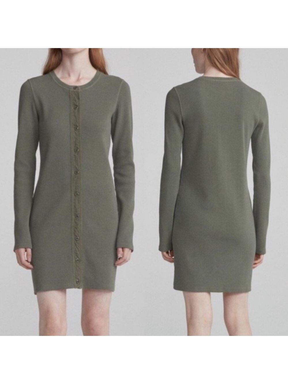 Rag & Bone olive Sage thermal the Mallory  Long Sleeve Dress size medium